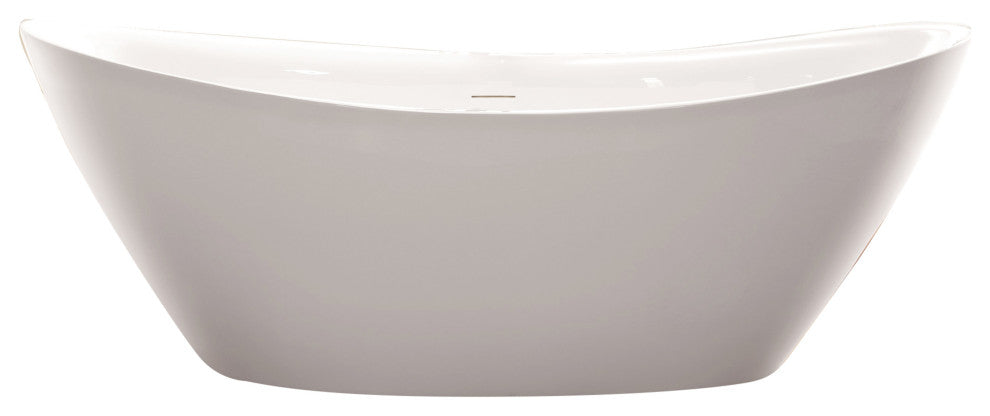 Vanity Art 71" x 33" Acrylic Freestanding Soaking Bathtub, White/Integrated Overflow