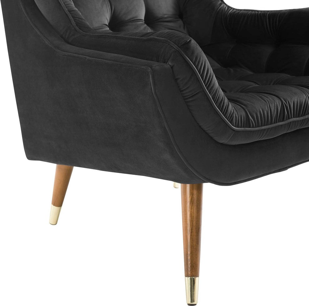 Suggest Button Tufted Upholstered Velvet Lounge Chair