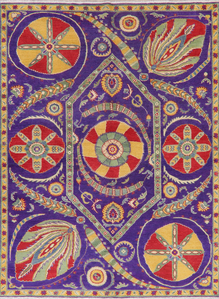 Oriental Kazak Novelty Asian Style Pakistani Hand Made Area Rug, Blue, 7'9"x5'9