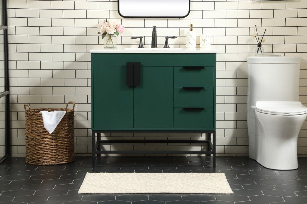 Home Living 22" Modern Green-Light Bathroom Vanity