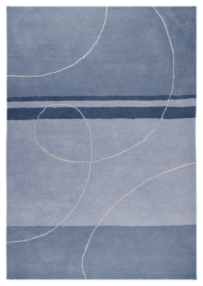 Hand Tufted Aqua Wool Area Rug