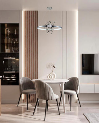 Stainless Steel LED Chandelier With Confetti Interior