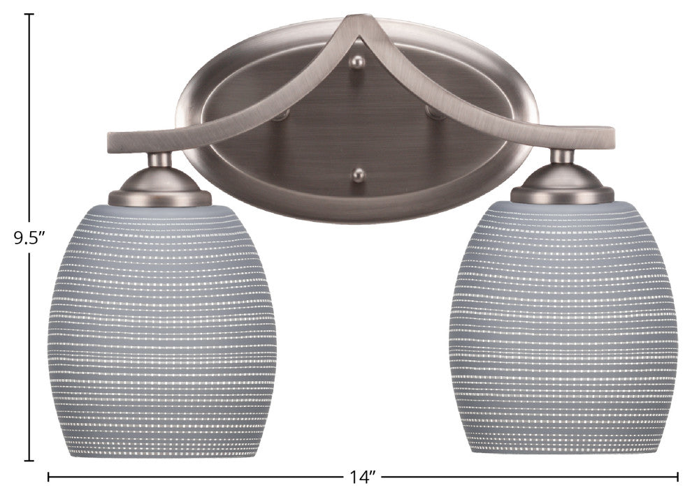 Zilo 2 Light Bath Bar Shown, Graphite Finish With 5" Gray Matrix Glass