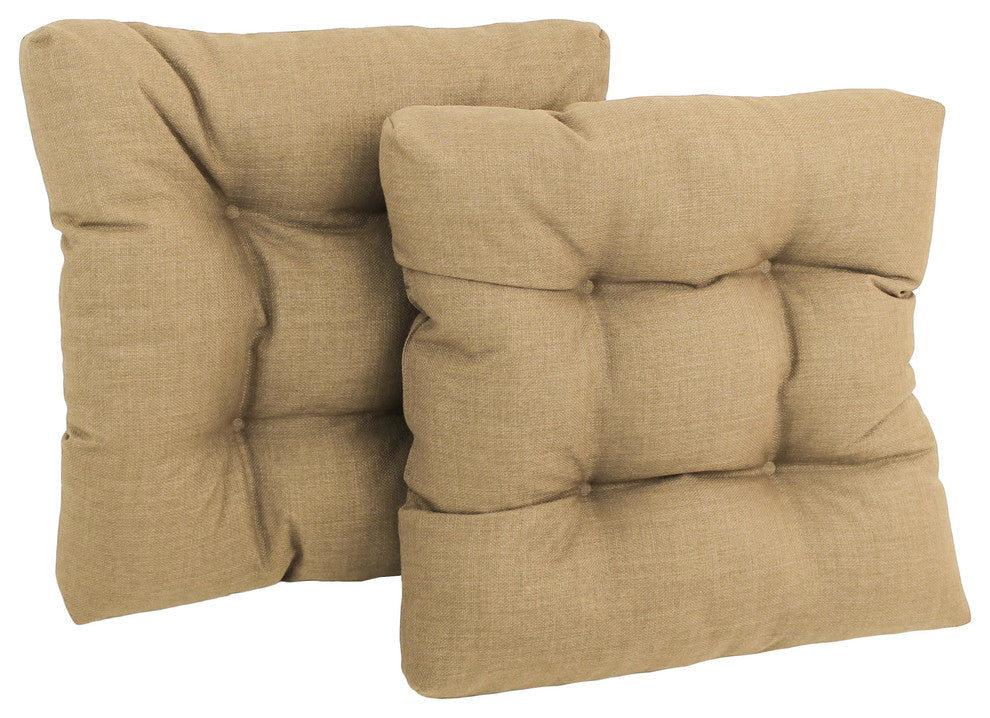 19" Squared Spun Polyester Tufted Dining Chair Cushion, Set of 2, Sandstone