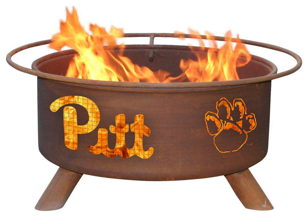 Customizable NCAA Logo Fire Pit, Rust Patina, Pittsburgh
