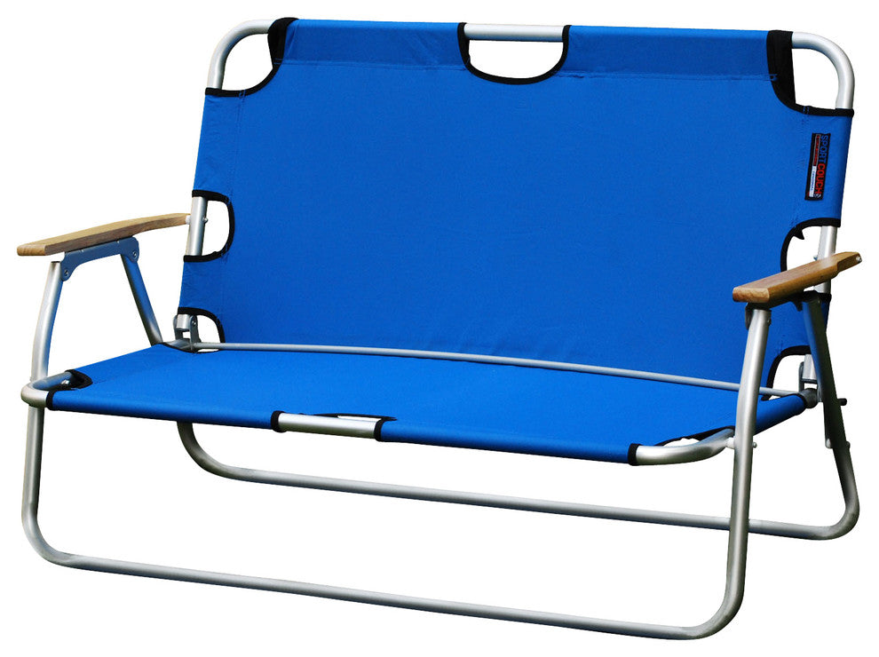 Sport Couch Two-Person Folding Aluminum Chair, Royal Blue