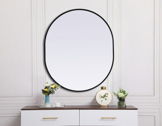 Elegant Decor Metal Frame Oval Mirror 30X36" in Black