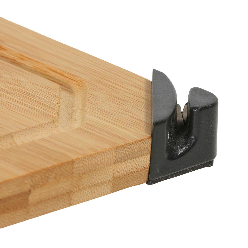 Cortesi Home Nuri Natural Bamboo Cutting Board with Knife Sharpener, 12"x18"
