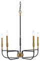WAREHOUSE OF TIFFANY'S XL4408-5 25 in. 5-Light Matte Black & Antique Brass