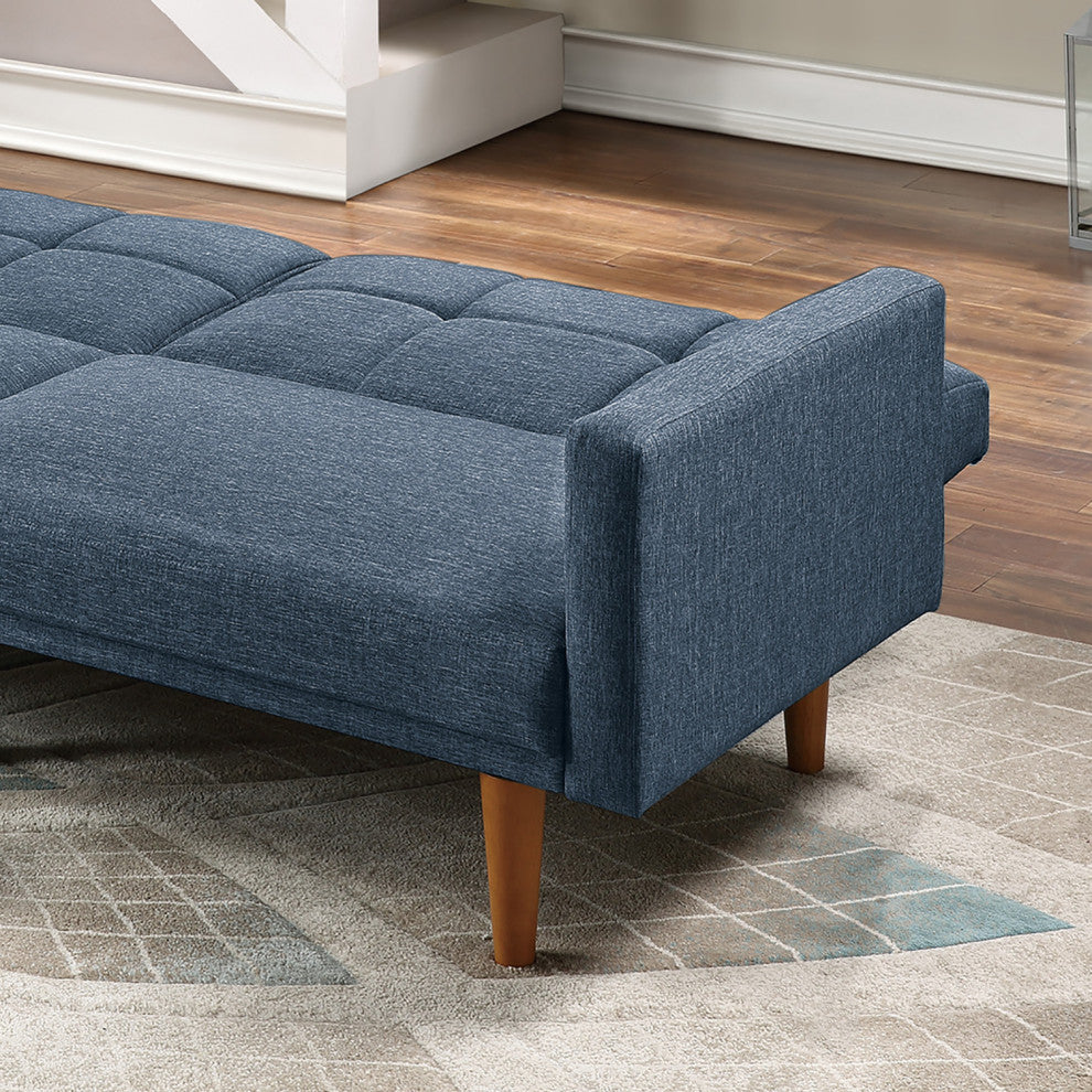 Black Linen-Like Fabric Adjustable Sofa, Navy