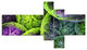 Green Pink Colorful Clouds, Abstract Canvas Art Print, 60"x32", 5 panels