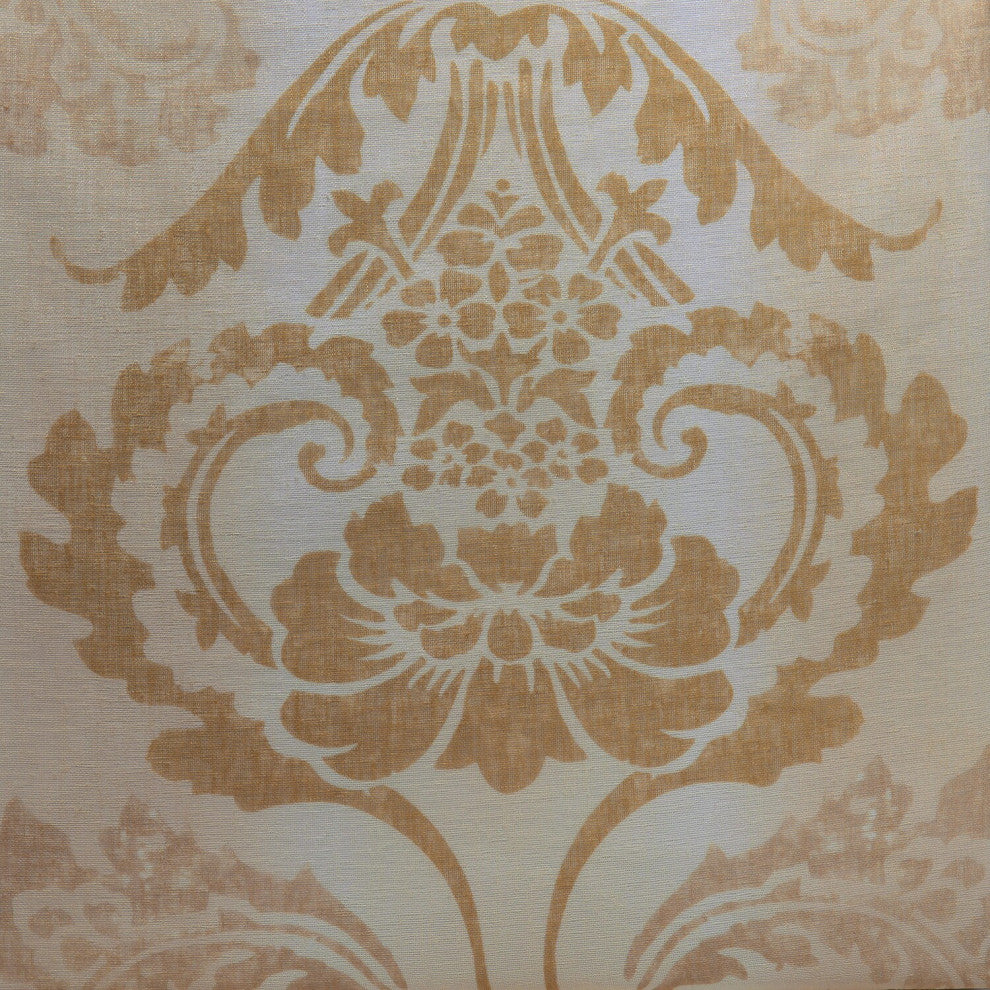 Damascus Tan Printed Faux Linen Sheer Fabric Sample, 4Wx4L