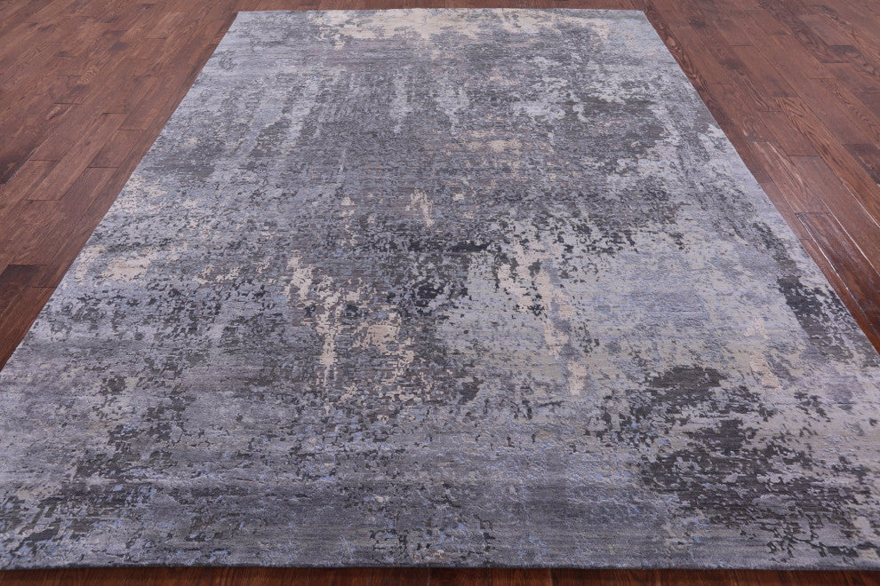 7' 10" X 10' 1" Wool and Silk Modern Handmade Rug Q8657