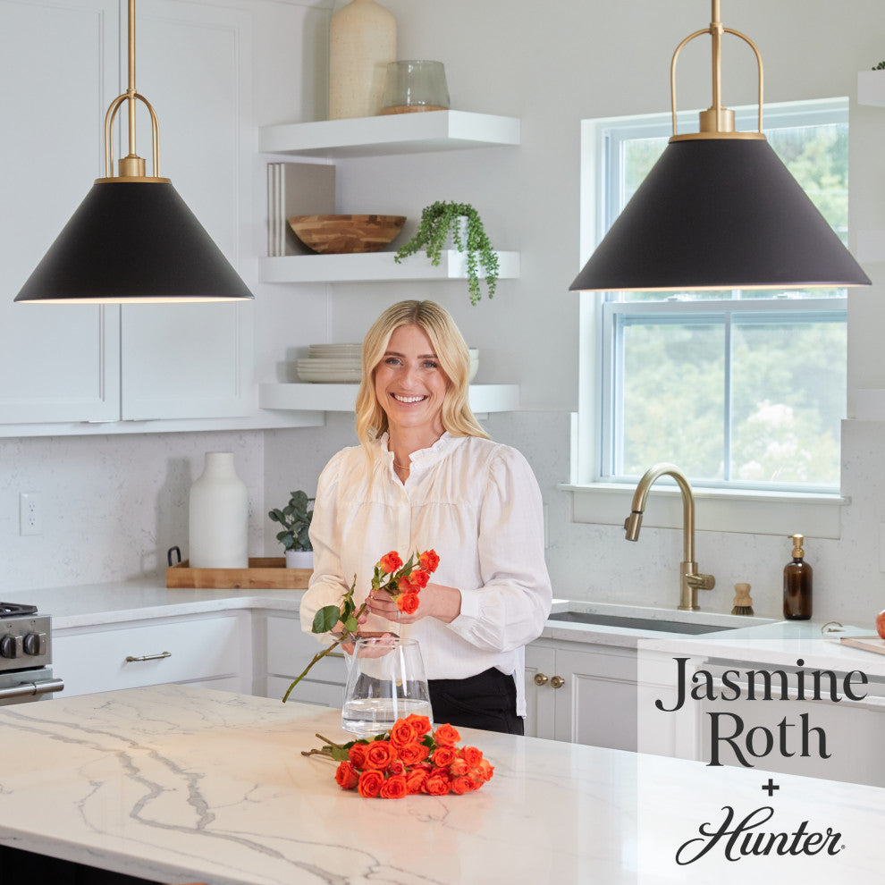 Carrington Isle Flat Matte Black and Luxe Gold 1 Light Pendant