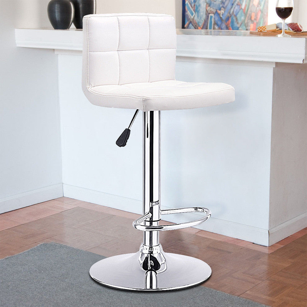 Costway 1 PC Bar Stool Swivel Adjustable PU Leather Barstools  White