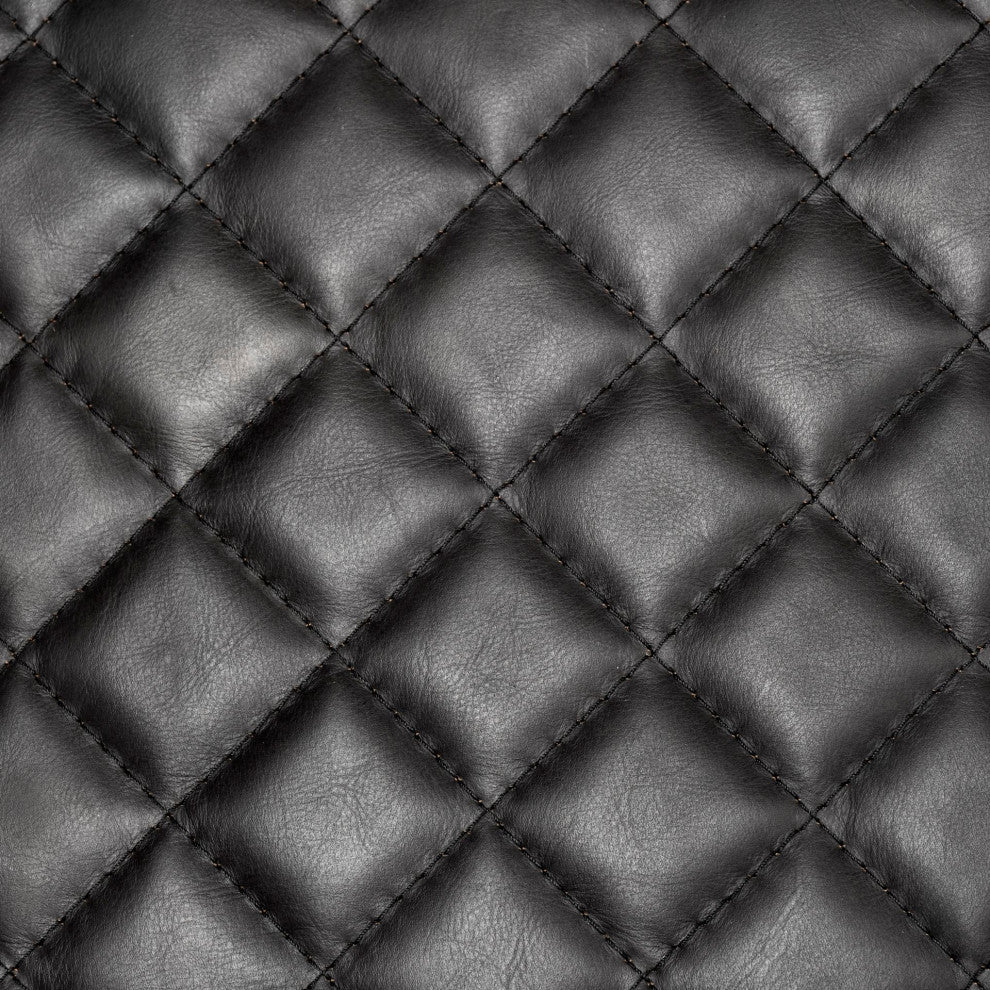 Horace I Black Leather Diamond Pattern With Gold Iron Frame Accent Chair