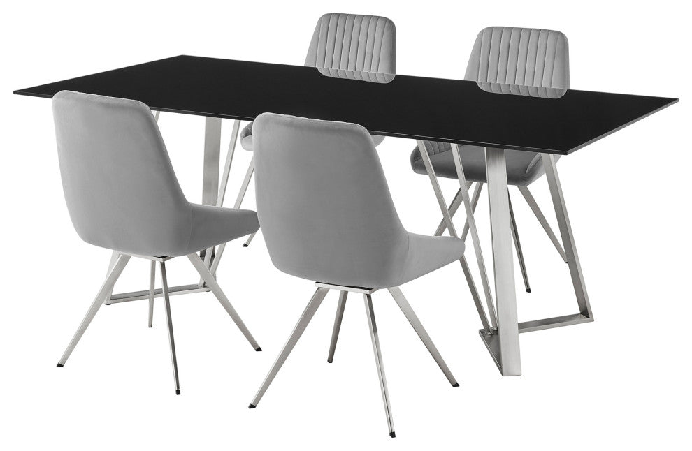 Cressida and Skye Gray Fabric 5-Piece Rectangular Dining Set