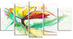 Still Life of Yellow Red Color Flower, Floral Canvas Print, 60"x32", 5 Panels