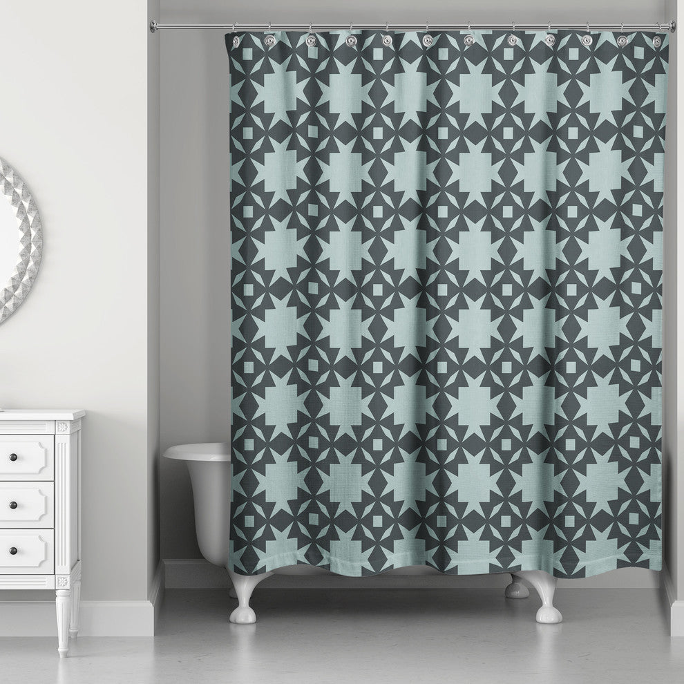 Folk Southwestern Pattern in Blue Shower Curtain