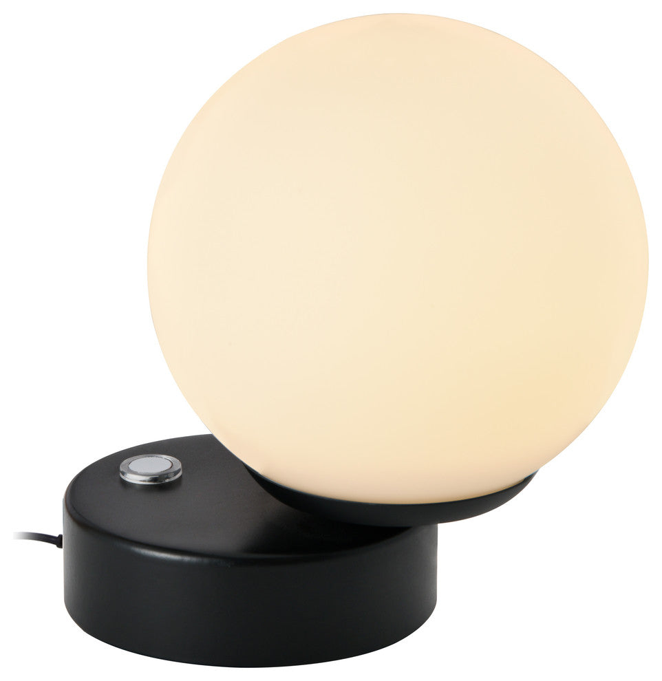 6" Height Integrated LED Table Lamp, Black With Glass Shade