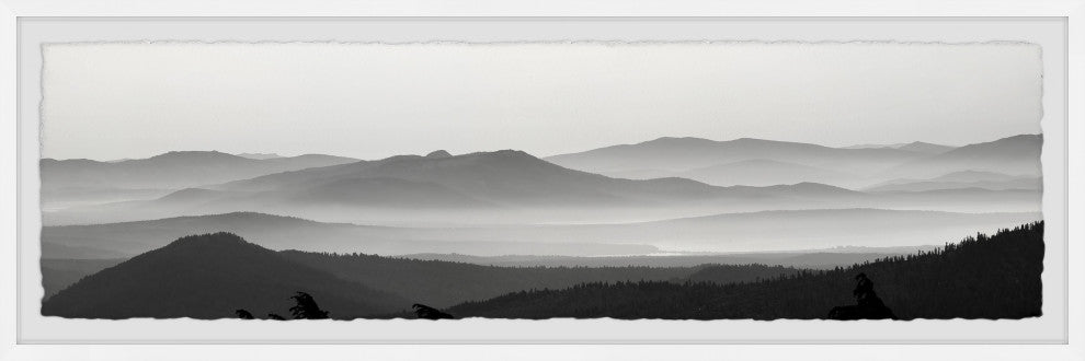 "Foggy Mountains" Framed Painting Print, 30x10