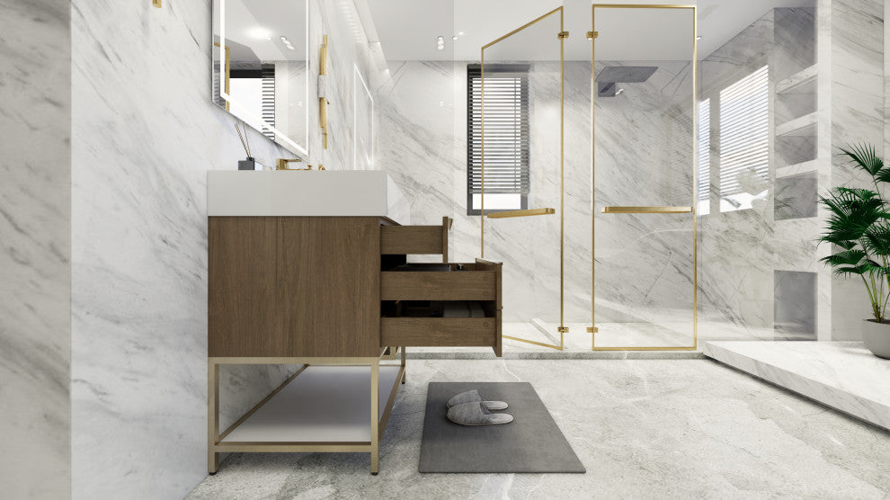 Madison 30" Freestanding Vanity with Reinforced Acrylic Sink, Light Oak