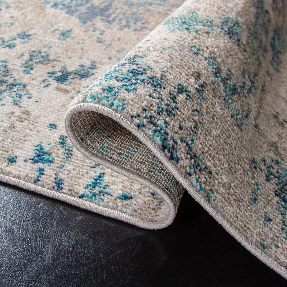 Safavieh Madison Mad440M Organic and Abstract Rug, Blue and Gray, 10'0"x10'0" Square
