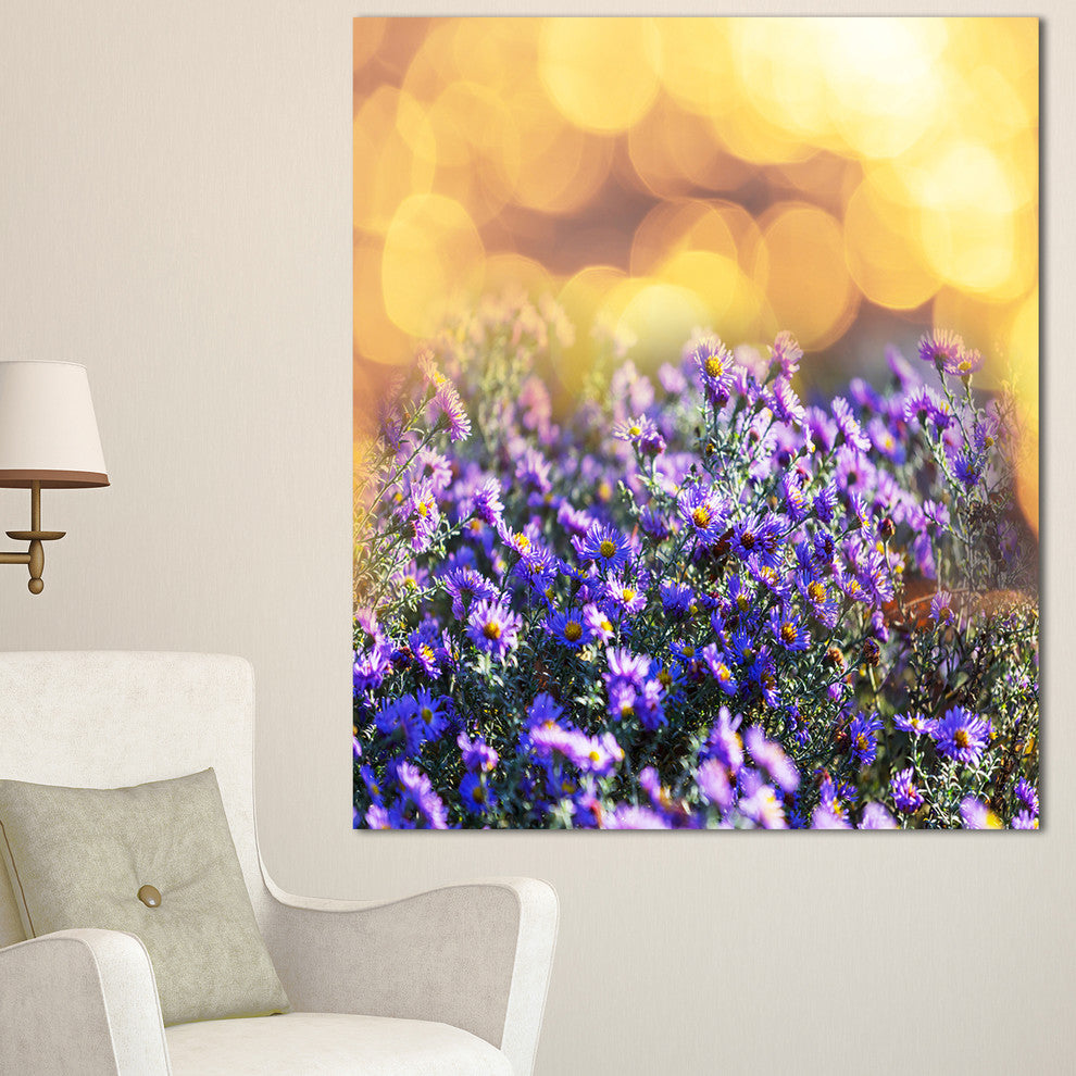 Purple Flowers on Brown Background, Large Flower Canvas Art Print, 30"x40"