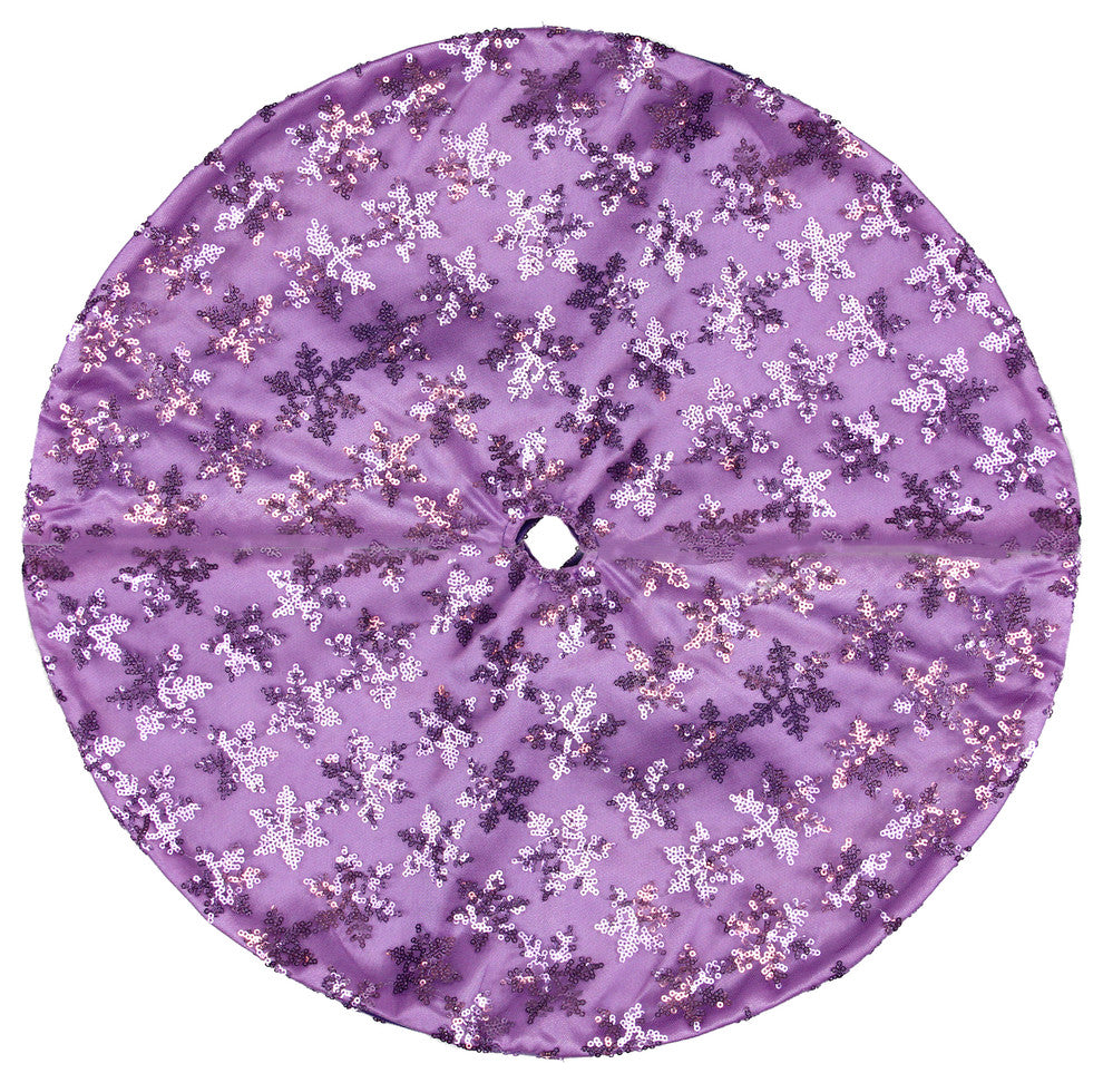 20" Decorative Purple Sequin Snowflake Pattern Mini Christmas Tree Skirt