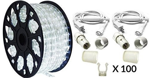 120V Dimmable LED Cool White Rope Light 150' Kit, Premium
