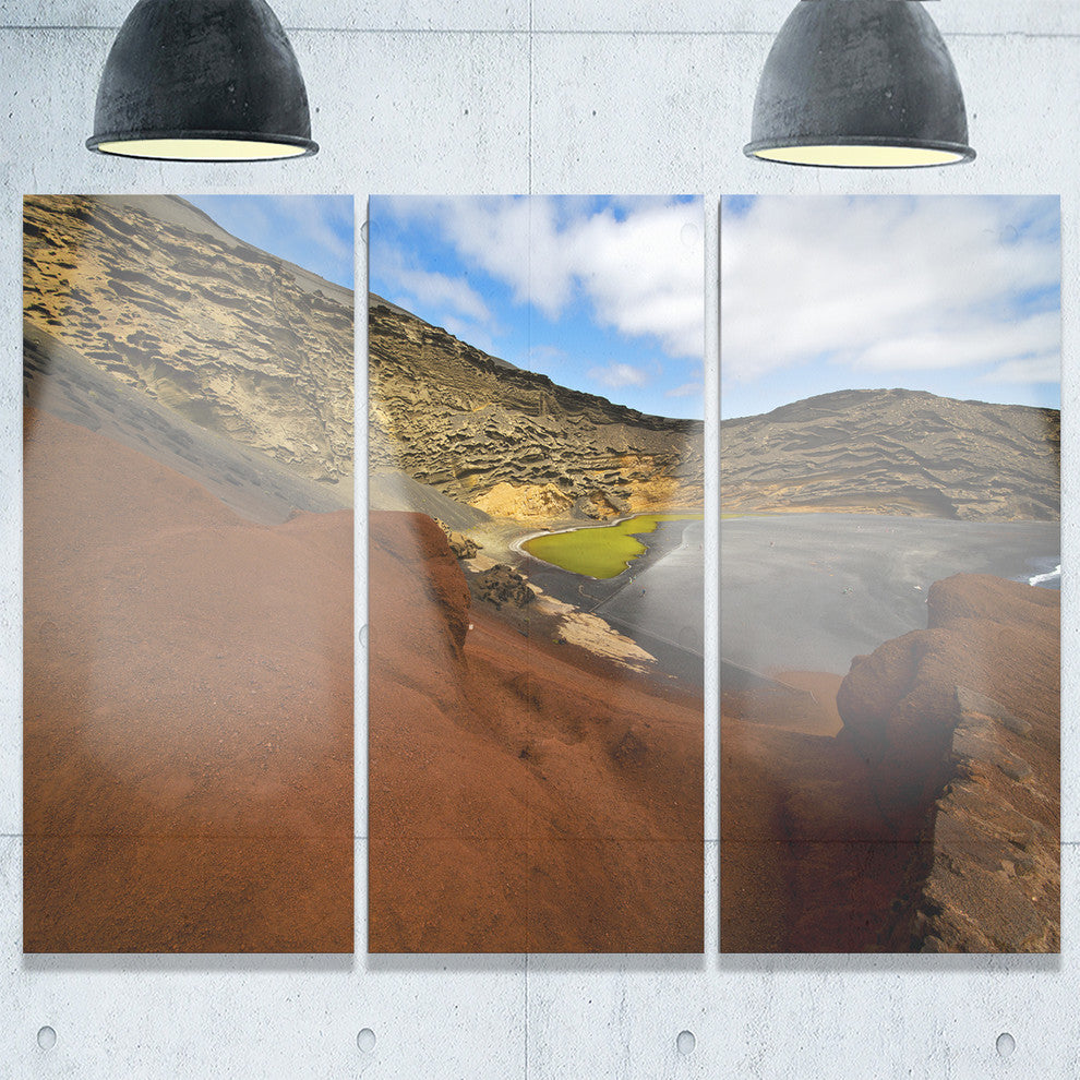 "In El Golfo Lanzarote Spain Musk Pond" Metal Wall Art, 3 Panels, 36"x28"