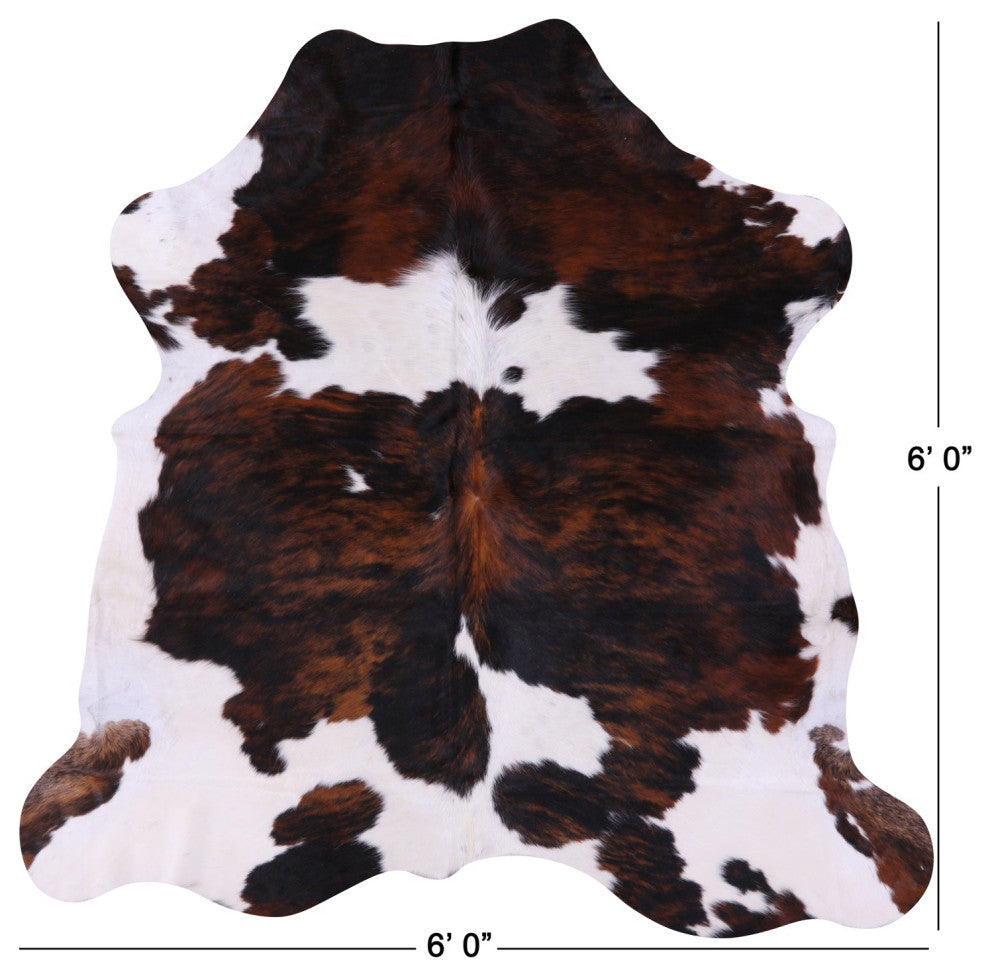 Tricolor Natural Cowhide Rug 6' 0" X 6' 0" C2049