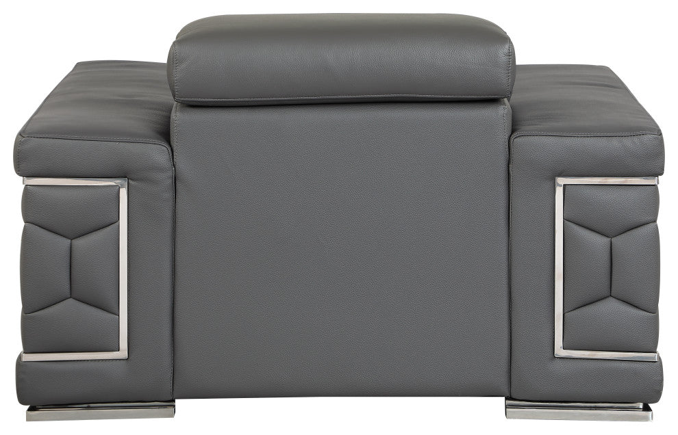 Rome Contemporary Genuine Italian Leather Armchair Dark Gray