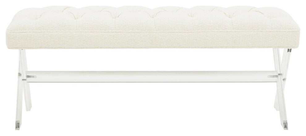 Safavieh Couture Tourmaline Tufted Acrylic Bench, Ivory