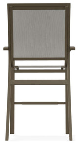 Kendall Sling Bar Height Stackable Outdoor Stool, Augustine Oyster/Beachwood