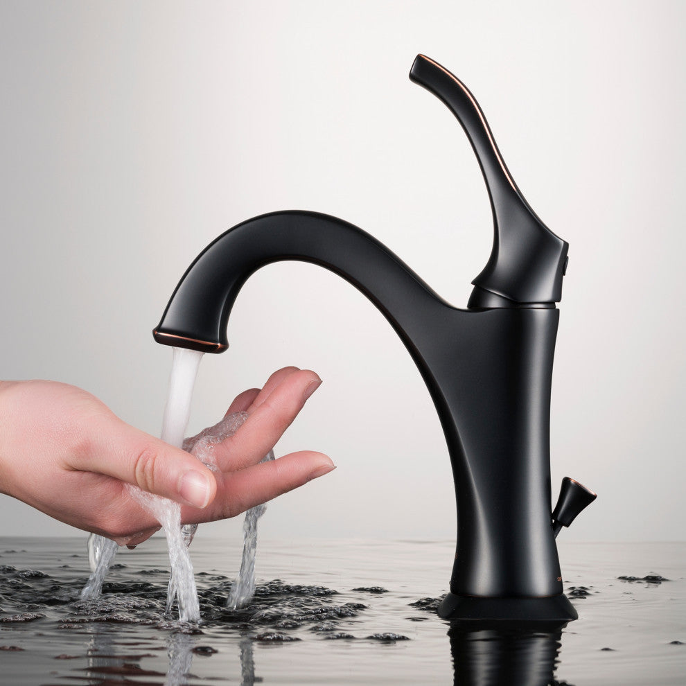 Elavo Square Ceramic Vessel Sink, Bathroom Arlo Faucet, Drain, Oil Rub Bronze