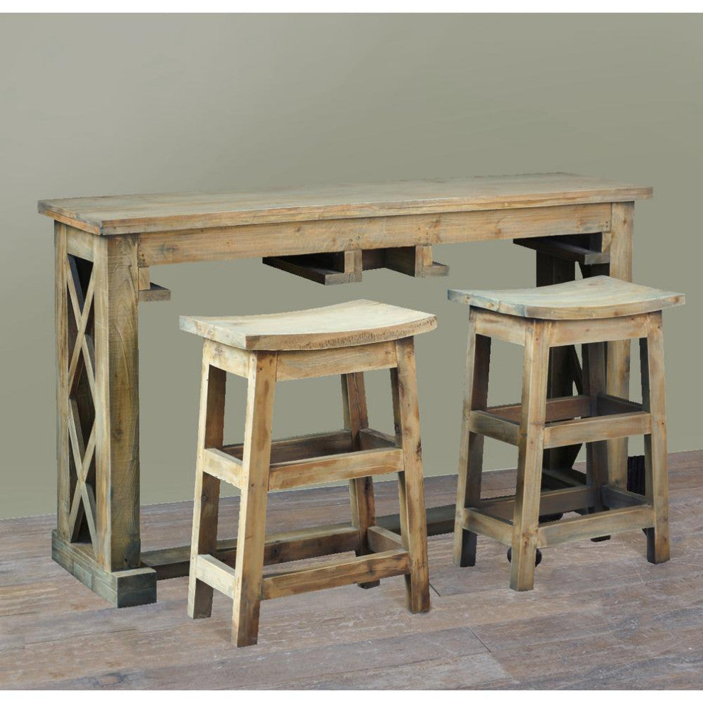 Cottage 60 Rectangular Narrow Counter Height 3 Piece Dining Table Set
