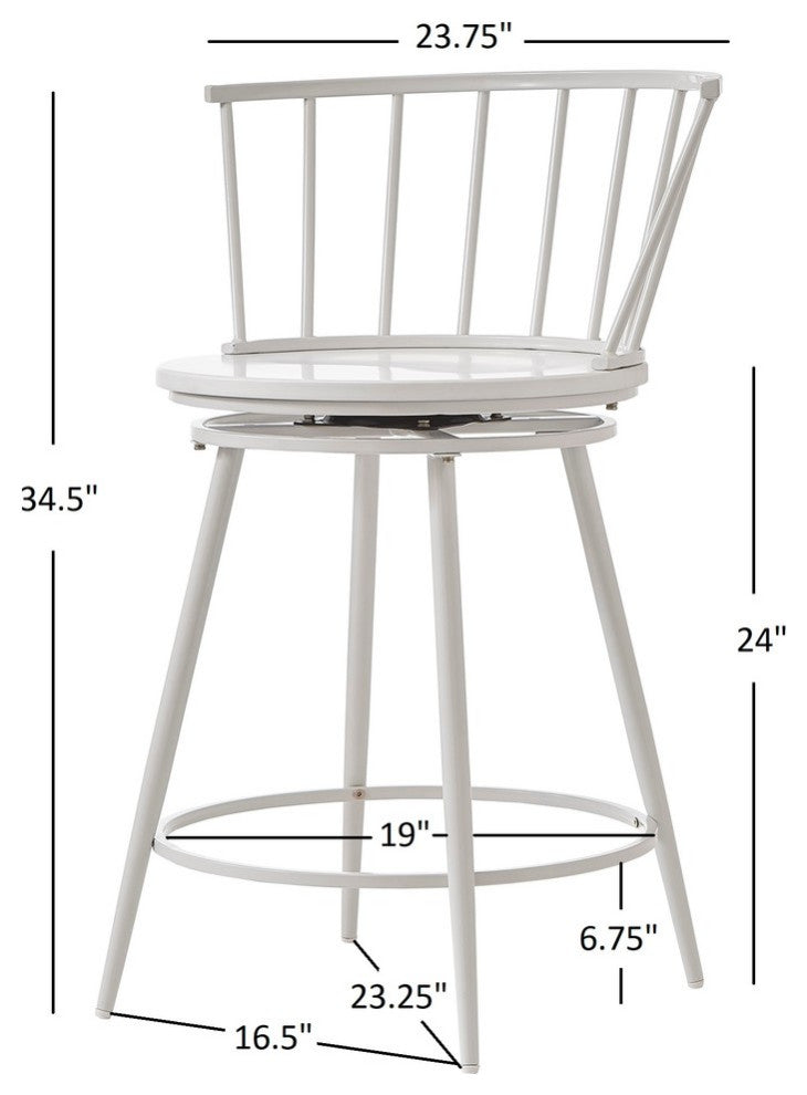 Nelia Low Windsor Swivel 24" Counter Stool, Set of 2, Black