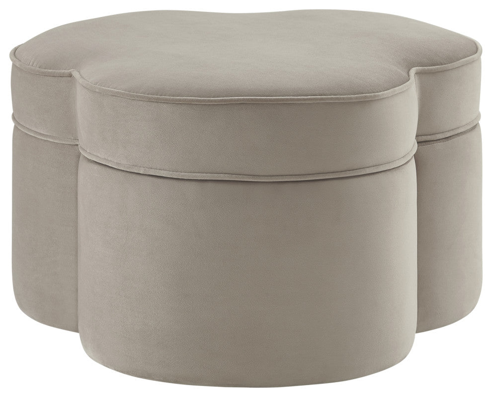 Rustic Manor Jalayah Ottoman, Upholstered, Velvet, Taupe