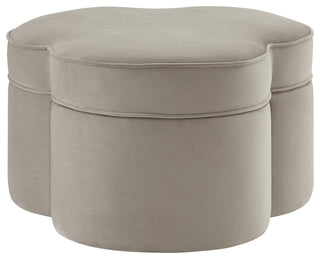 Rustic Manor Jalayah Ottoman, Upholstered, Velvet, Taupe