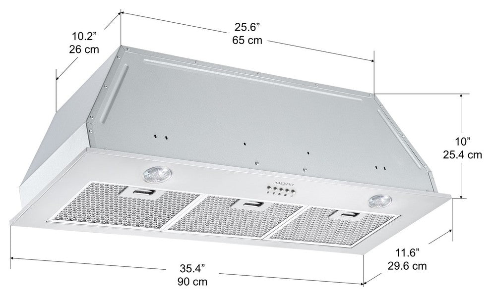 Insert Stainless Steel Range Hood, 36"
