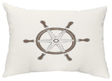 Ship Wheel 14"x20" Nautical Decorative Outdoor Pillow, Ivory