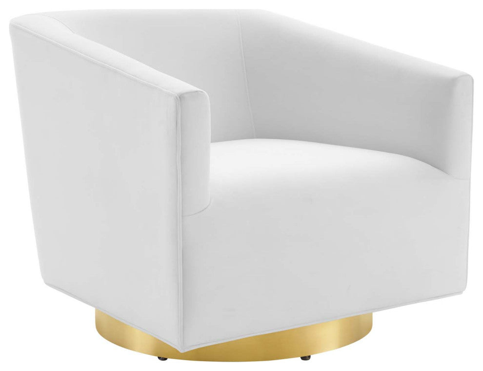 Twist Accent Lounge Performance Velvet Swivel Chair, Gold White