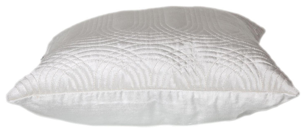 Quilted Velvet White Square Throw Pillow