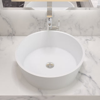 ADM Circular Countertop Vessel Sink, White, 20", Matte White
