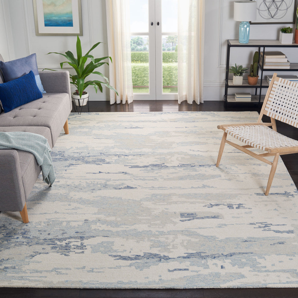 Safavieh Couture Abstract Collection, ABT465 Rug, Ivory/Blue, 8'x10'