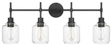 4 Light 34.75" Matte Black Vanity Light
