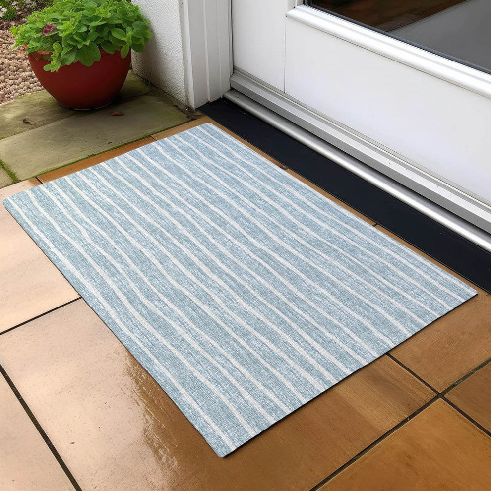 Indoor/Outdoor Laidley LA1 Sky Blue Machine Washable 1'8" x 2'6" Rug