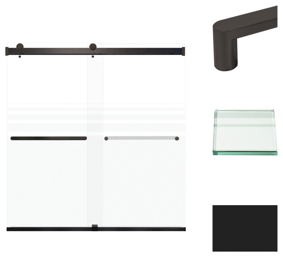 Transolid Brianna 60" W x 62" H Frameless Sliding Shower Door, Matte Black