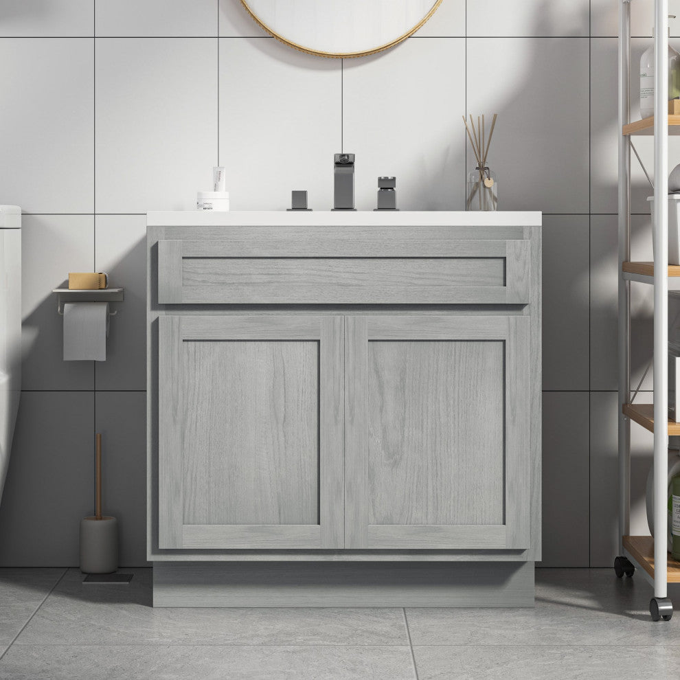 Vanity Art Vanity Base Cabinet, No Top, 33", Silver